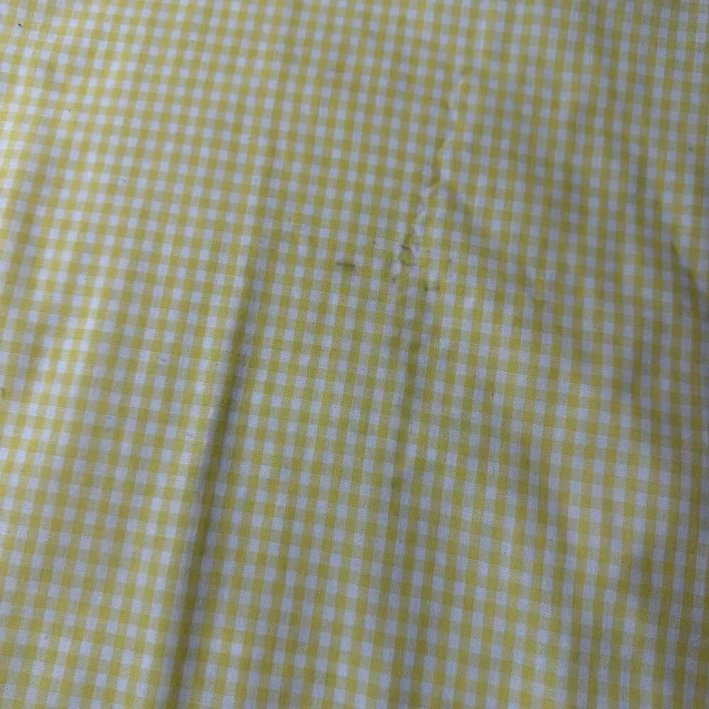 Vtg 70s Yellow White Pillowcase Queen Eyelet Ruffle Gingham Plaid Shabby Chic